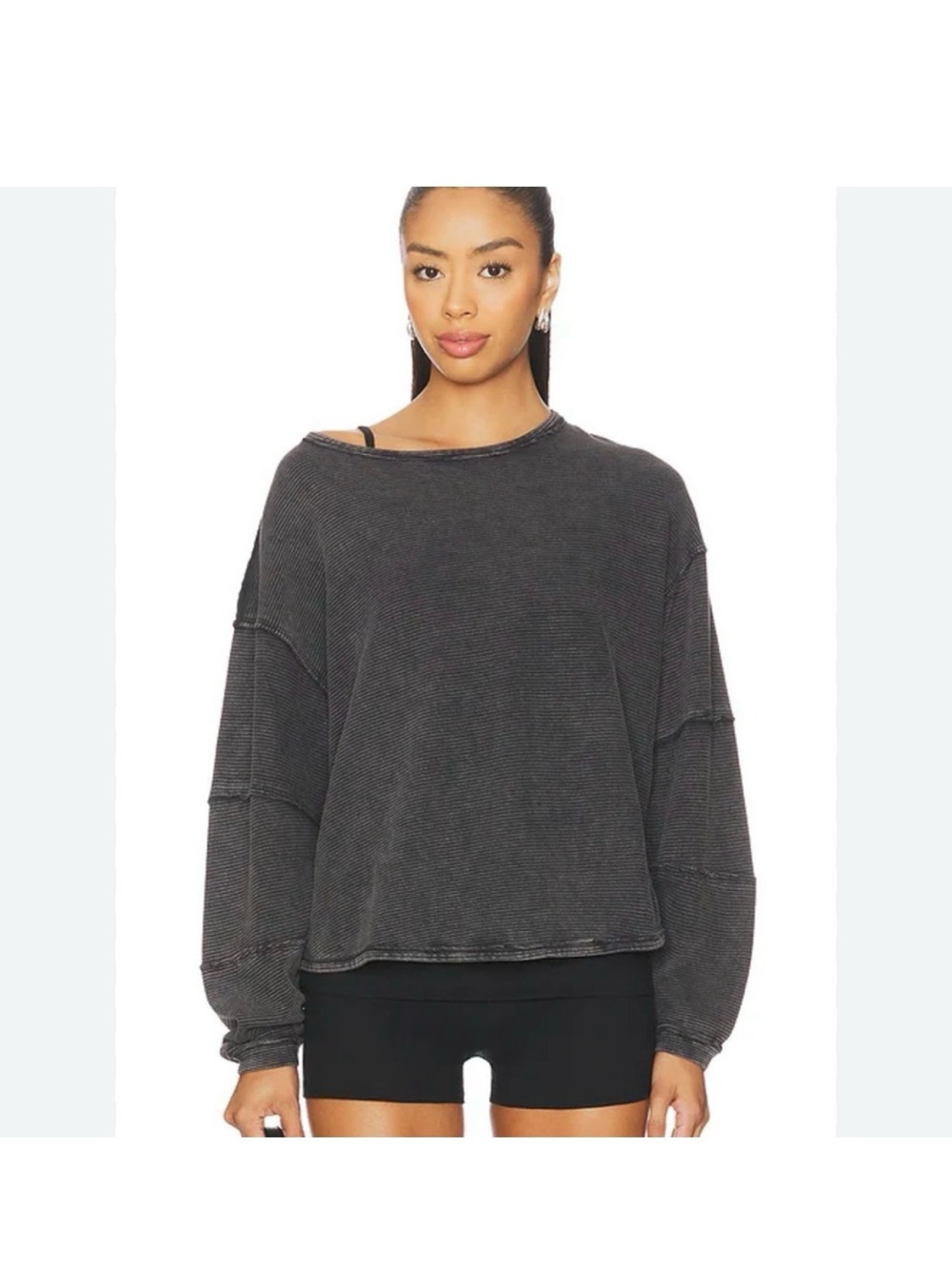 Free People x We The Free Total Eclipse TeeWashed Black Pullover Sweatshirt - M